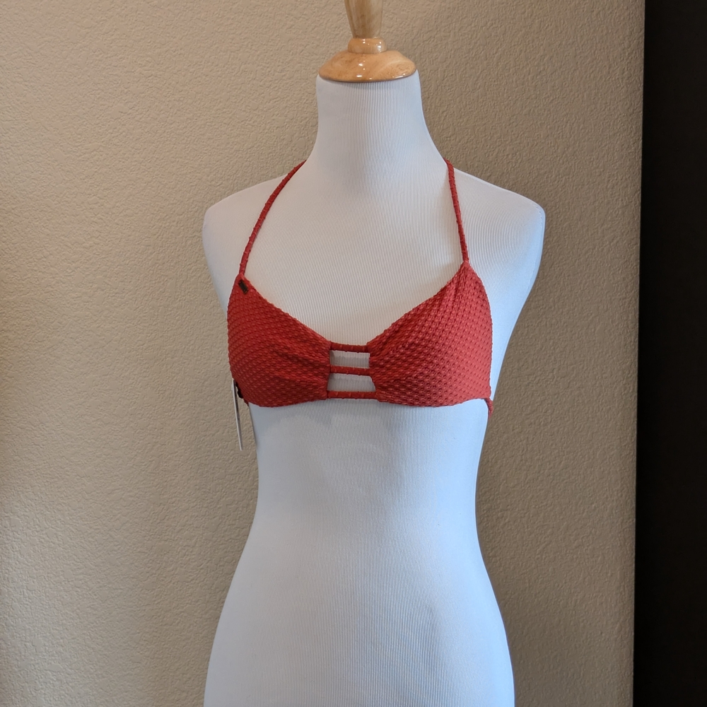 O’Neill Saltwater Solids Coronado Textured Bikini Top XS Rust NWT